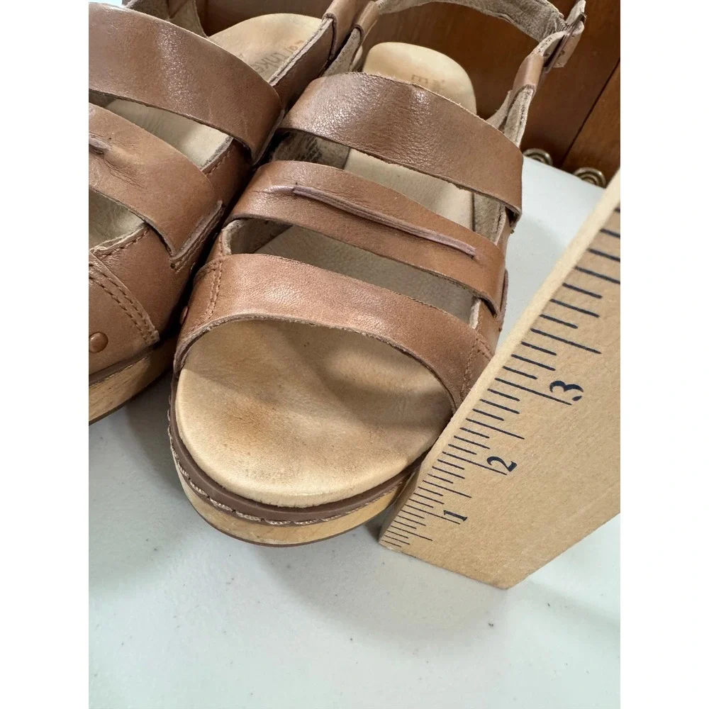 Timberland Earthkeepers Brown Leather Wood Wedge Sandals Womens 8 Boho Retro
